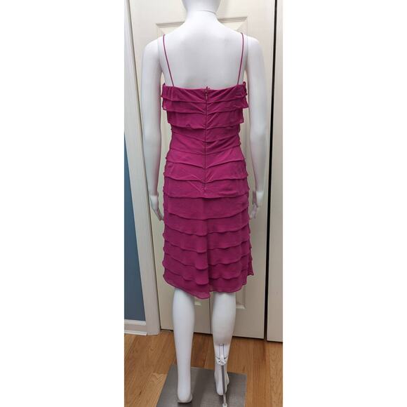 Tadashi Shoji Dress Size 2 Silk Barbiecore Knee Length Party Wedding Guest - Picture 6 of 16
